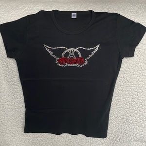 Aerosmith crystal tshirt, size L, black